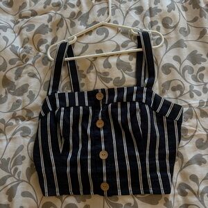 Garage Black and White Striped Crop Top